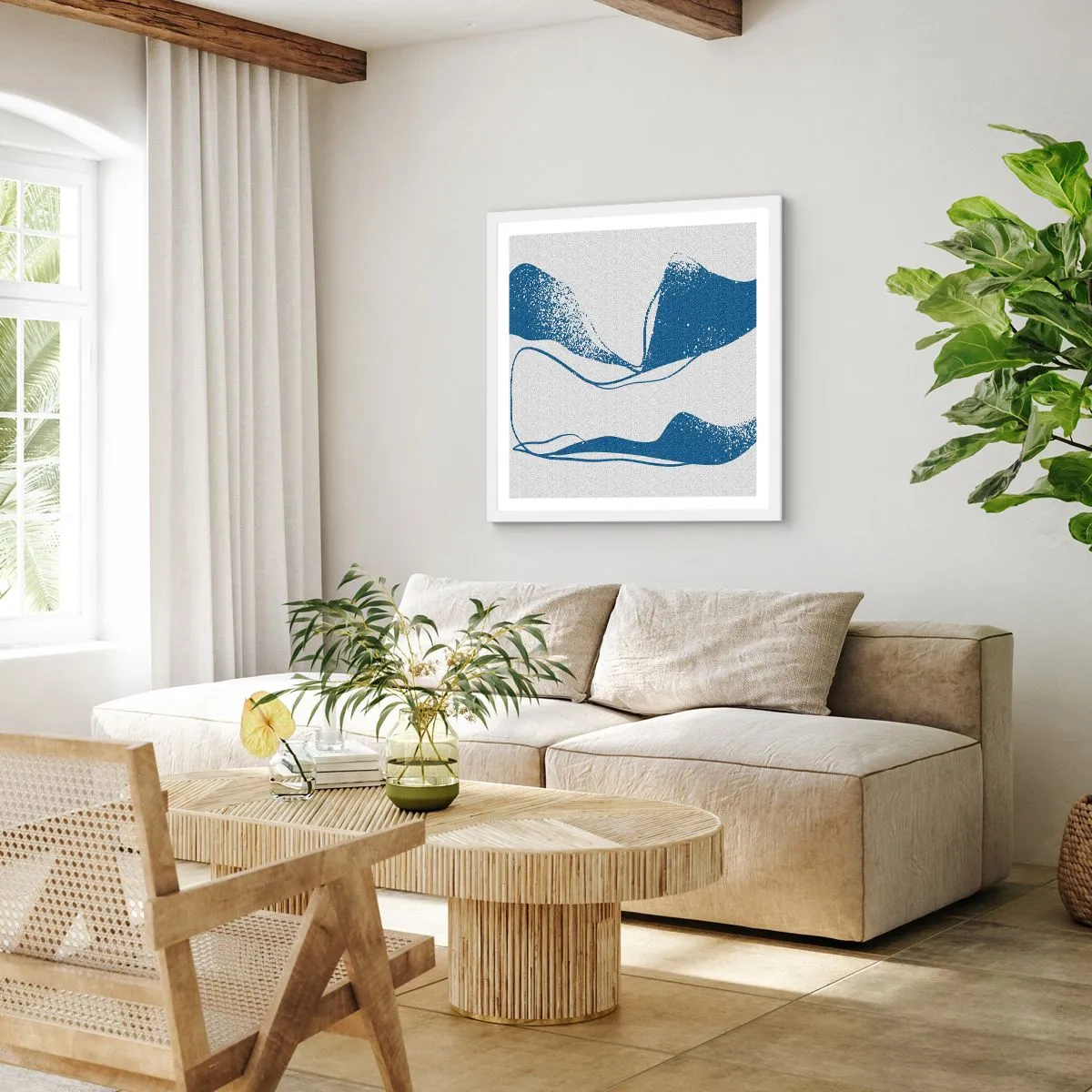 Affisch i vit ram - Bevingad abstraktion - 50x50 cm