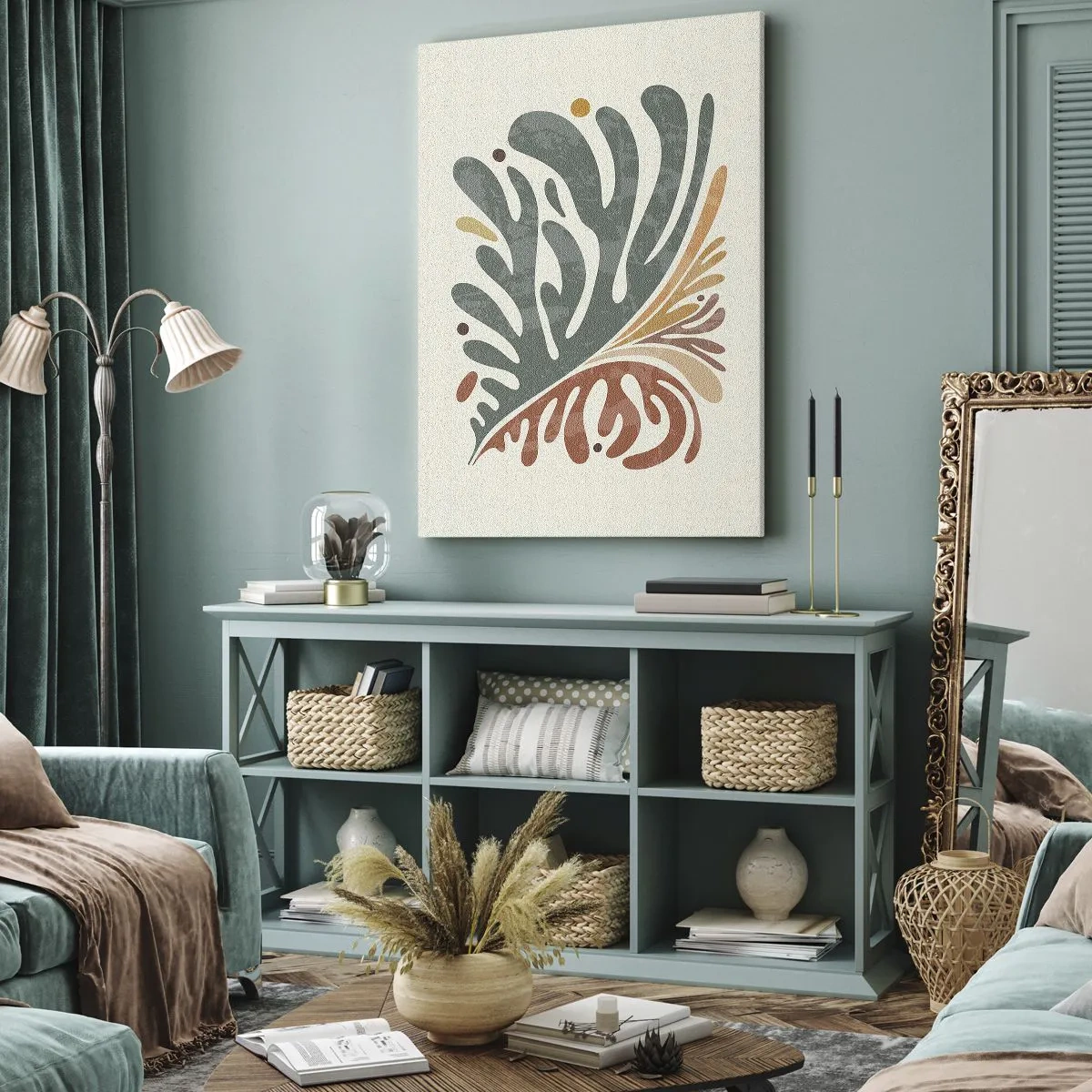 Canvastavla - Bild på duk - Flerfärgat blad - 65x120 cm