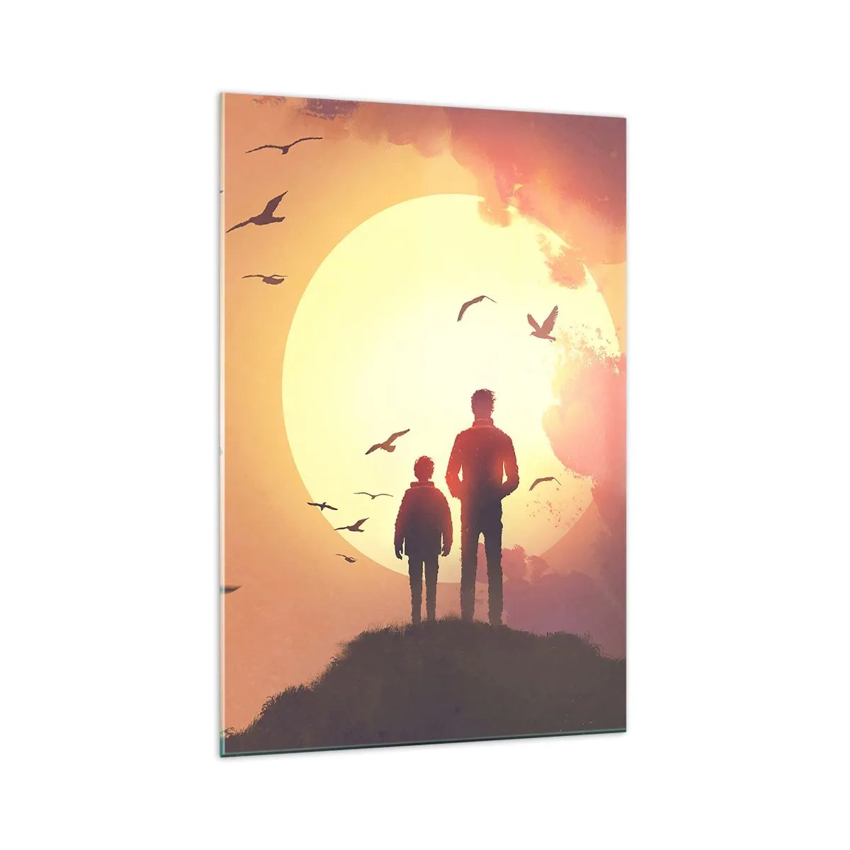 Glastavla - Bild på glas - Öga mot öga med solen - 70x100 cm