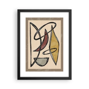 Affisch i svart ram - Komposition - bågar och ovaler - 30x40 cm
