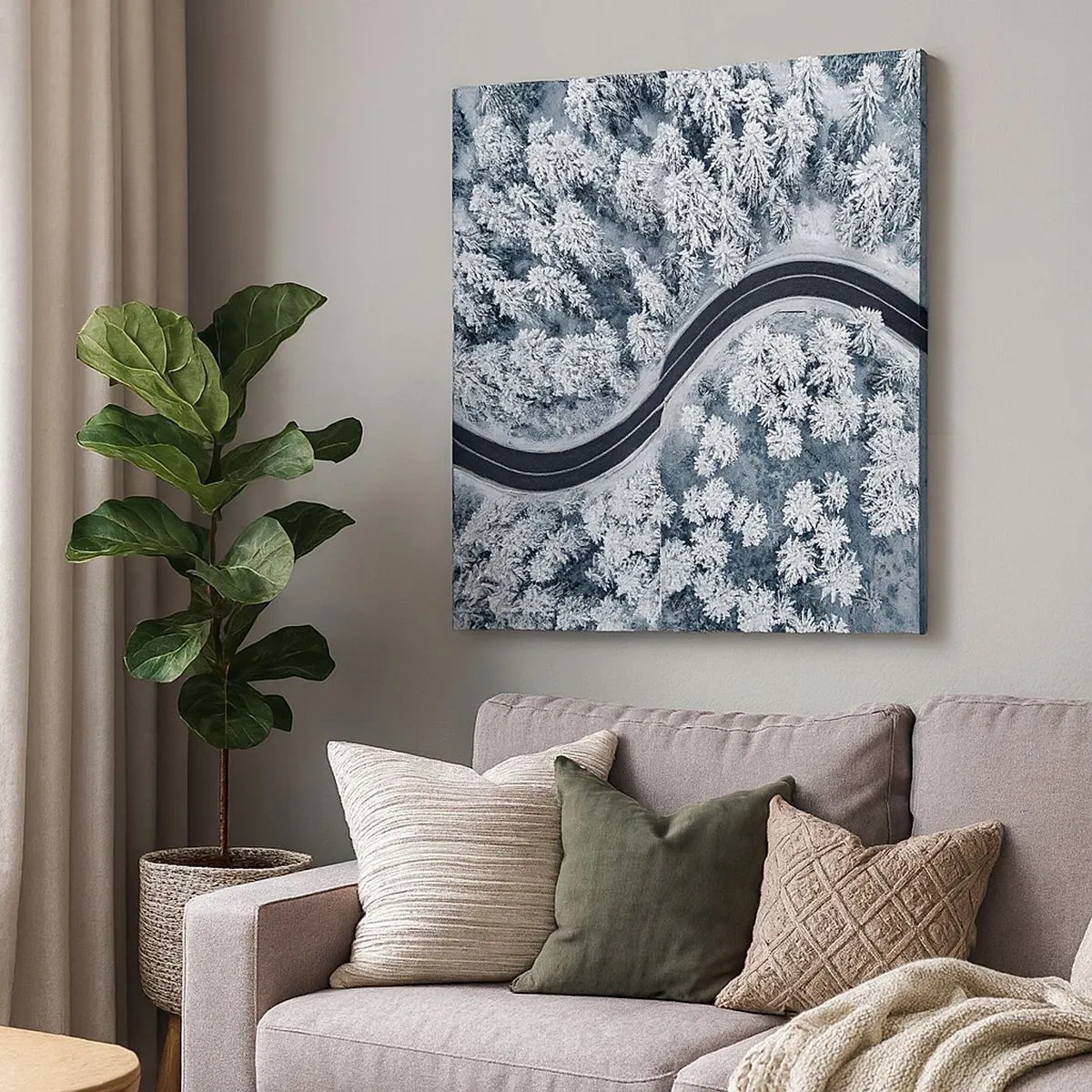 Canvastavla - Bild på duk - Genom vinterskogen - 30x30 cm