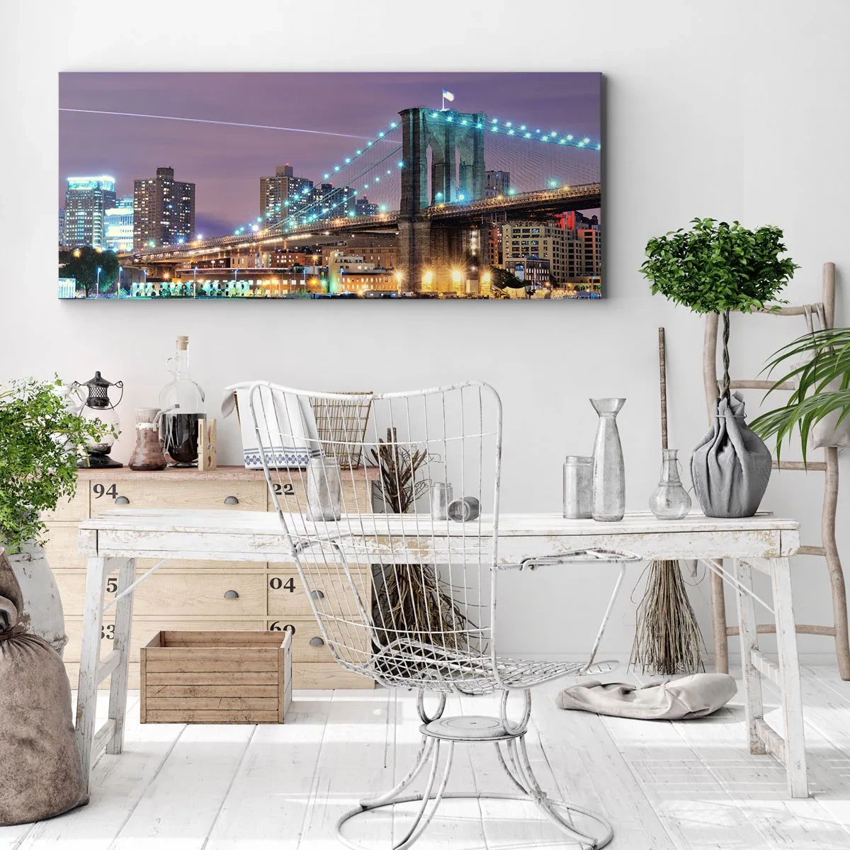 Canvastavla - Bild på duk - Brooklyn-bron sedan många år - 120x50 cm
