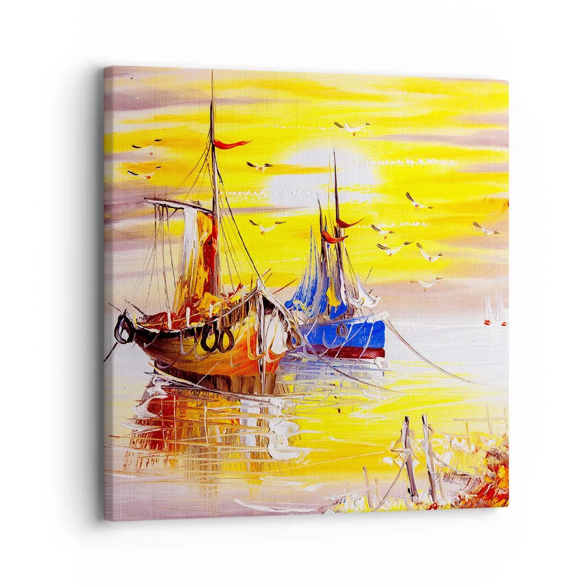 Canvastavla - Bild på duk - Välförtjänt vila i hamnen - 30x30 cm