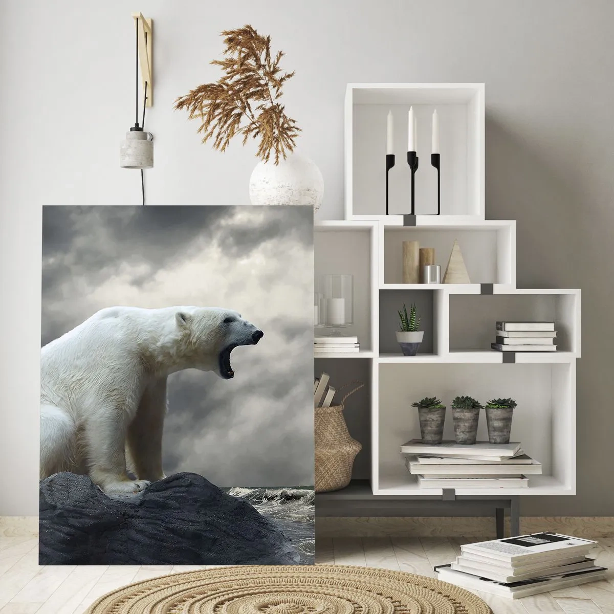 Glastavla - Bild på glas - Arktis ensamma kung - 50x70 cm