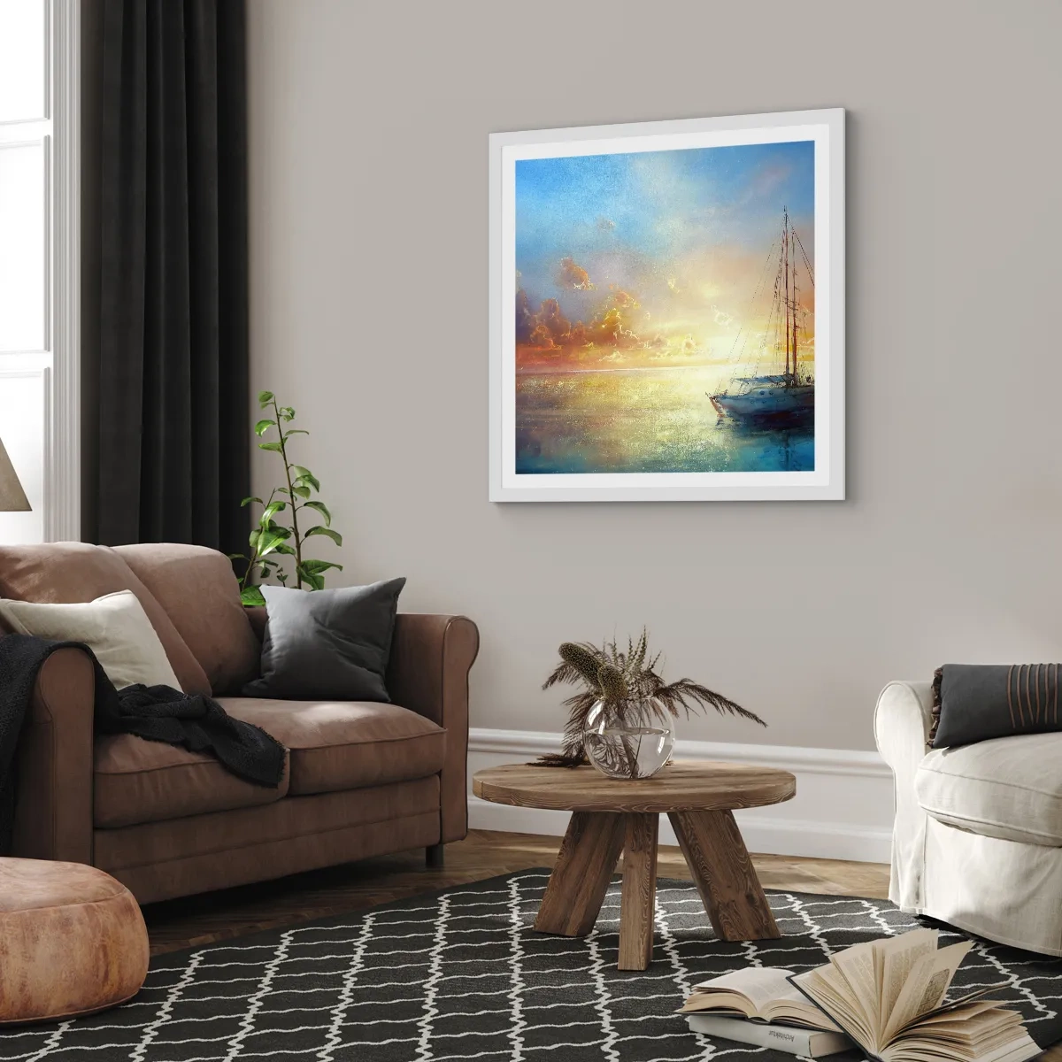 Affisch i vit ram - I guldviken - 60x60 cm