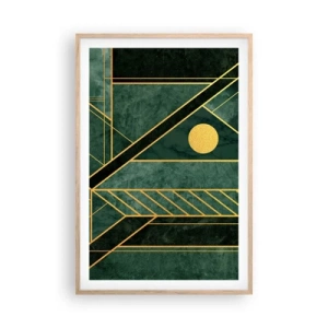 Affisch i ram av ljusek - Dynamik av guld och azurblå - 61x91 cm