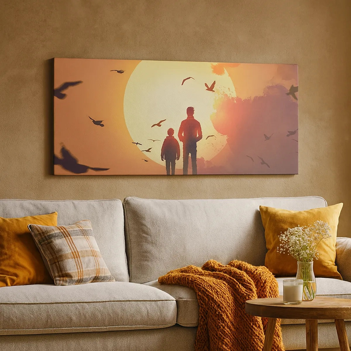 Canvastavla - Bild på duk - Öga mot öga med solen - 30x30 cm