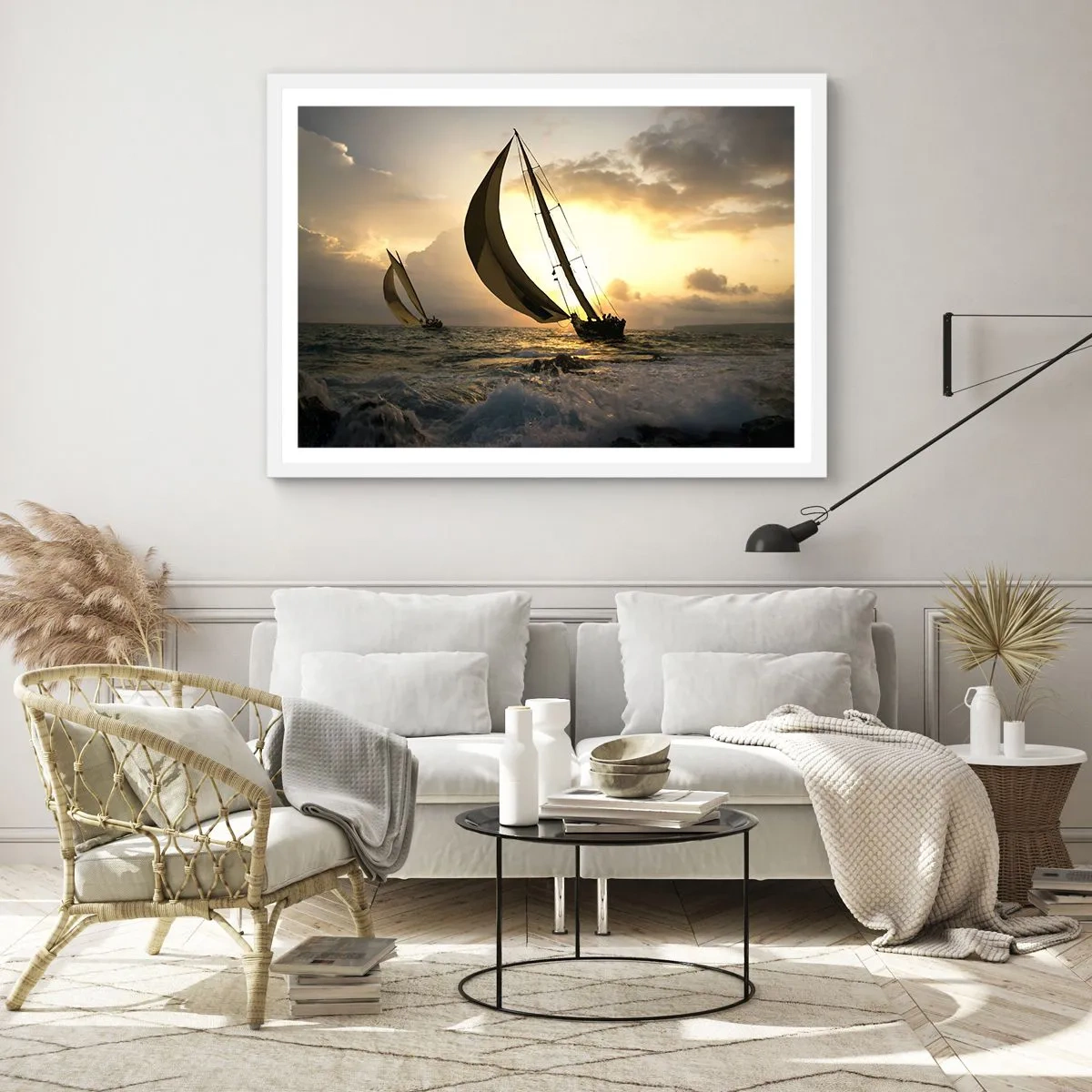 Affisch i vit ram - Med och mot vinden - 100x70 cm