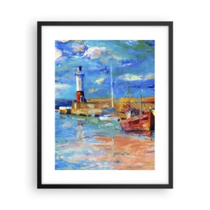 Affisch i svart ram - Eftermiddag i regnbågsviken - 40x50 cm