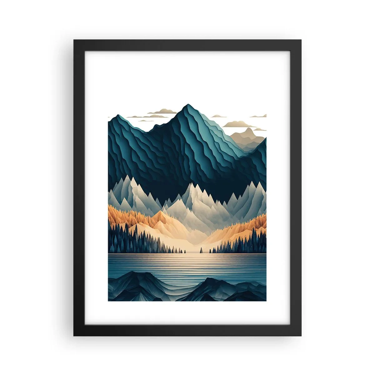Affisch i svart ram - Perfekt bergslandskap - 30x40 cm