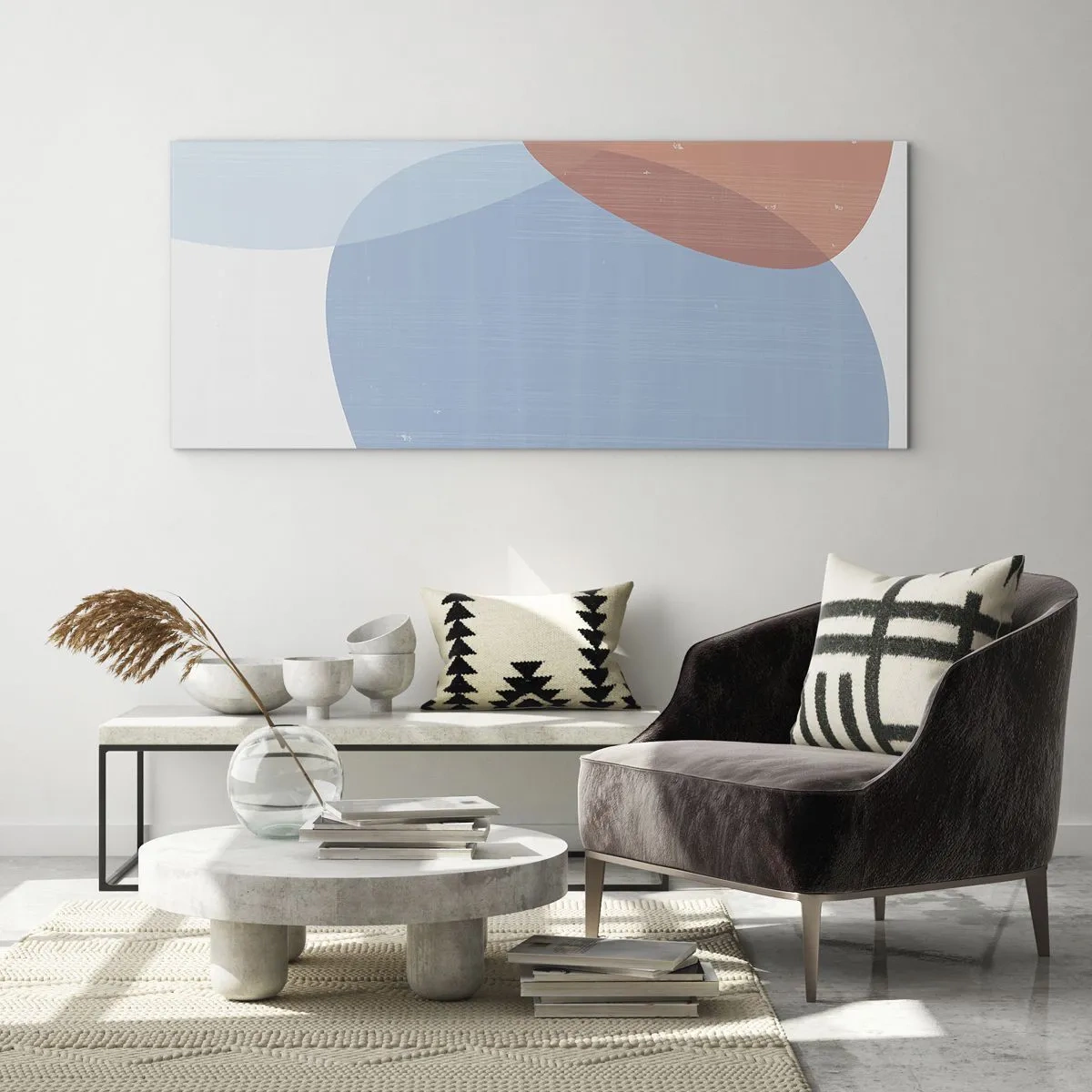 Glastavla - Bild på glas - Pastellfärgade relationer - 100x40 cm