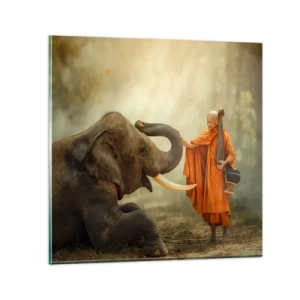 Glastavla - Bild på glas - Ett möte under resan - 60x60 cm