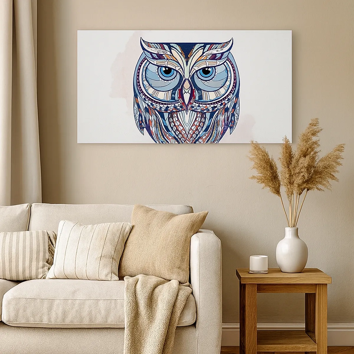 Canvastavla - Bild på duk - Ornamentuggla - 30x30 cm