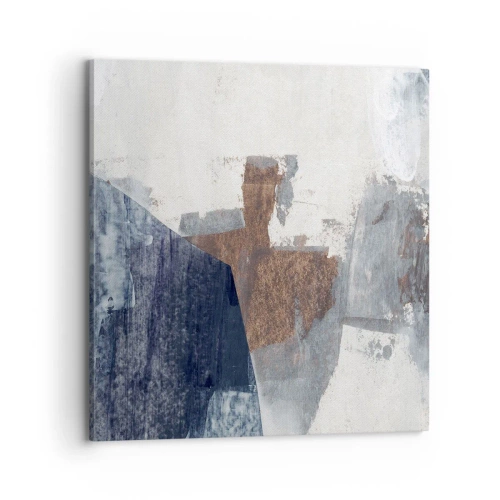 Canvastavla - Bild på duk - Blåbruna former - 70x70 cm