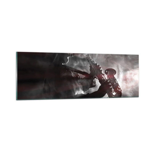 Glastavla - Bild på glas - I jazzens ångor - 90x30 cm