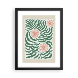 Affisch i svart ram - Blommande i grönt - 30x40 cm