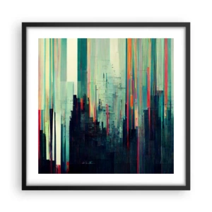 Affisch i svart ram - Futuristisk stad - 50x50 cm