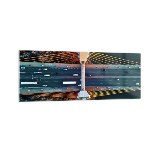 Glastavla - Bild på glas - Bortom vatten, bortom skog - 140x50 cm