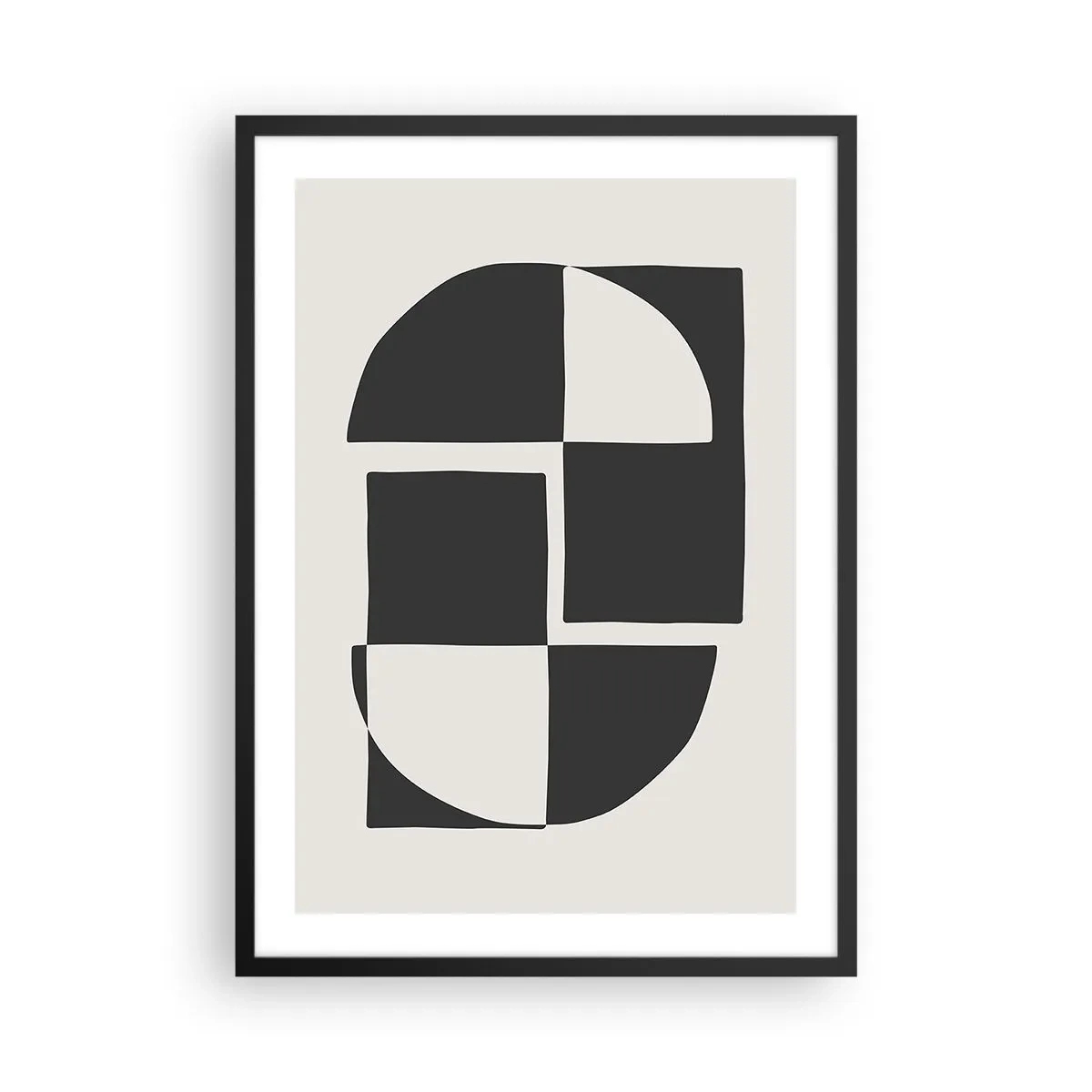 Affisch i svart ram - Geometrisk komposition i svartvitt - 50x70cm - Antites – syntes - Modern väggdekoration för vardagsrum och sovrum ARTTOR