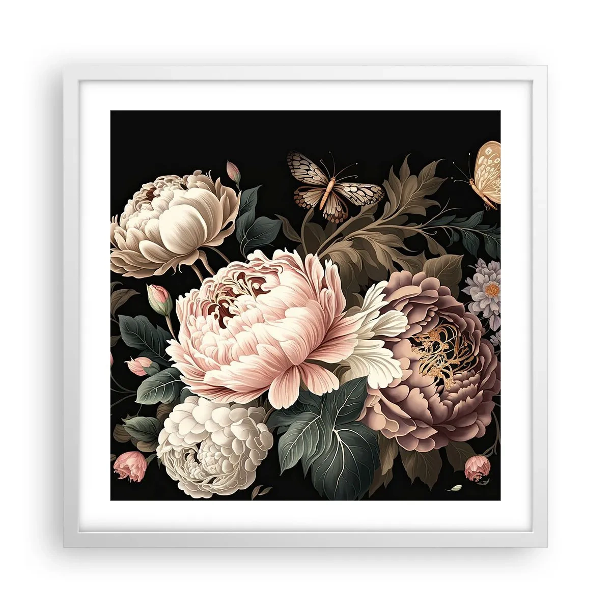 Affisch i vit ram - I barockstil - 50x50 cm