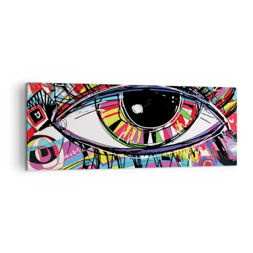 Canvastavla - Bild på duk - Färgglatt öga - färgglad själ - 140x50 cm