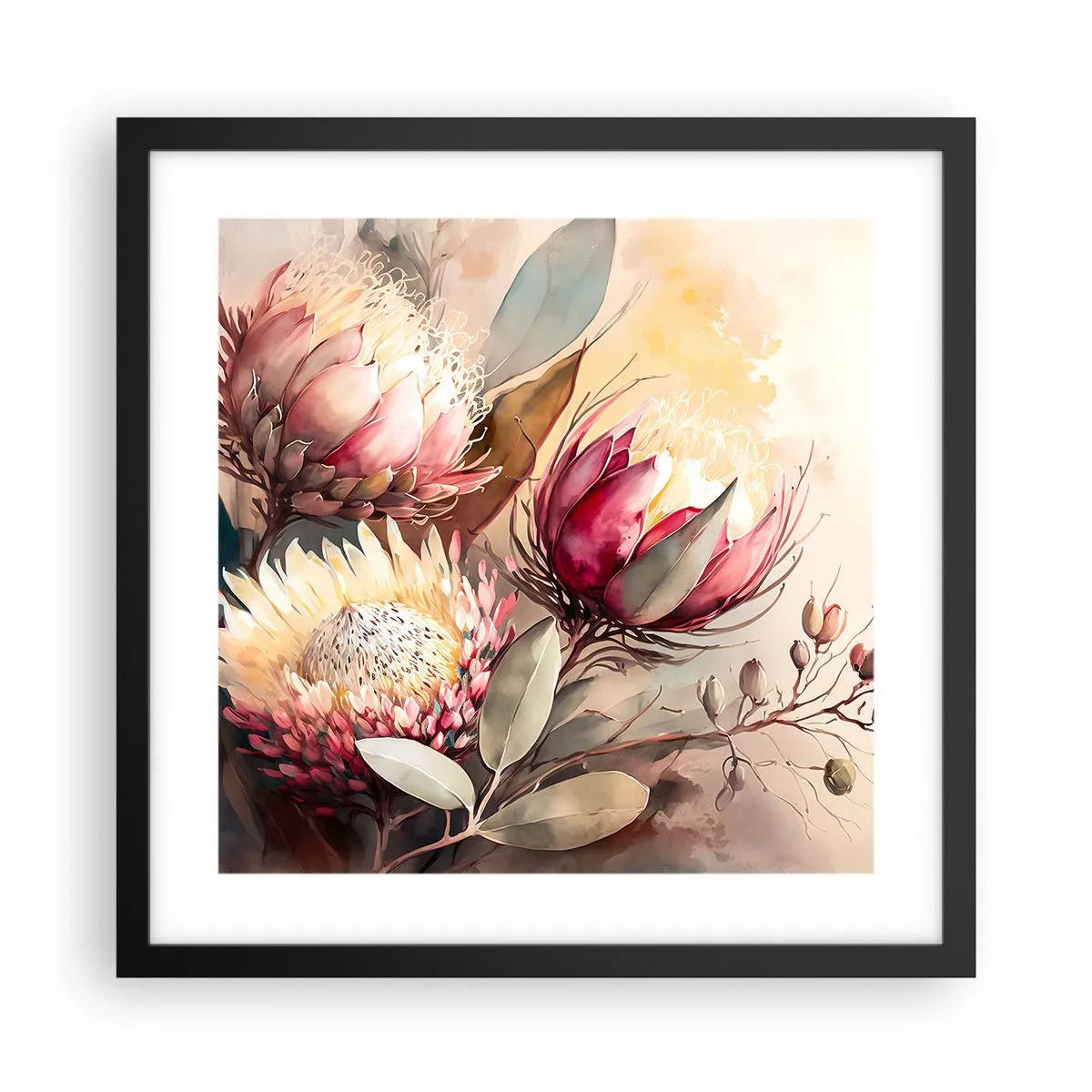 Affisch i svart ram - Från profil och en face - 40x40 cm