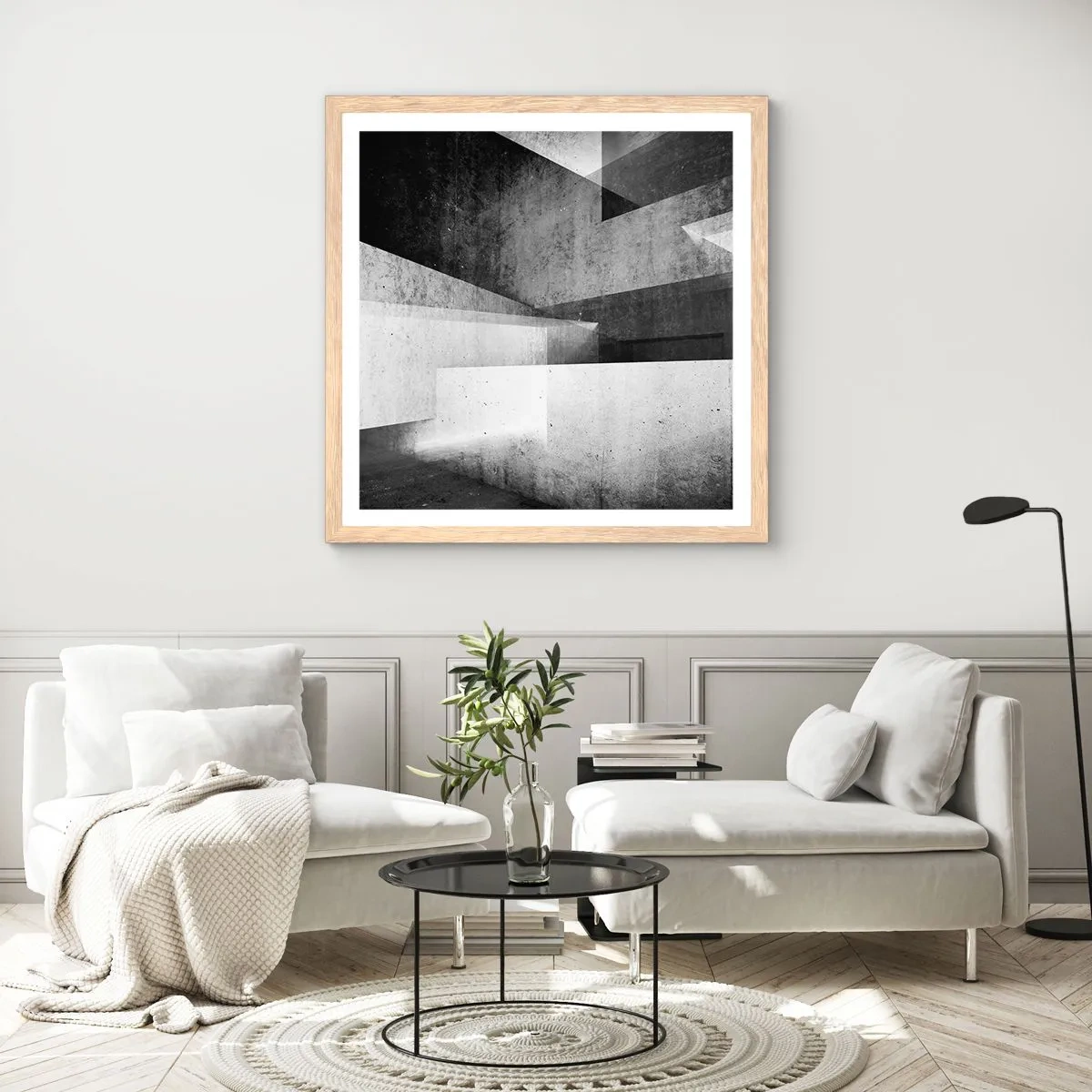 Affisch i ram av ljusek - Rummets struktur - 40x40 cm