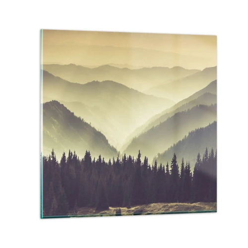 Glastavla - Bild på glas - Bortom bergen... - 30x30 cm