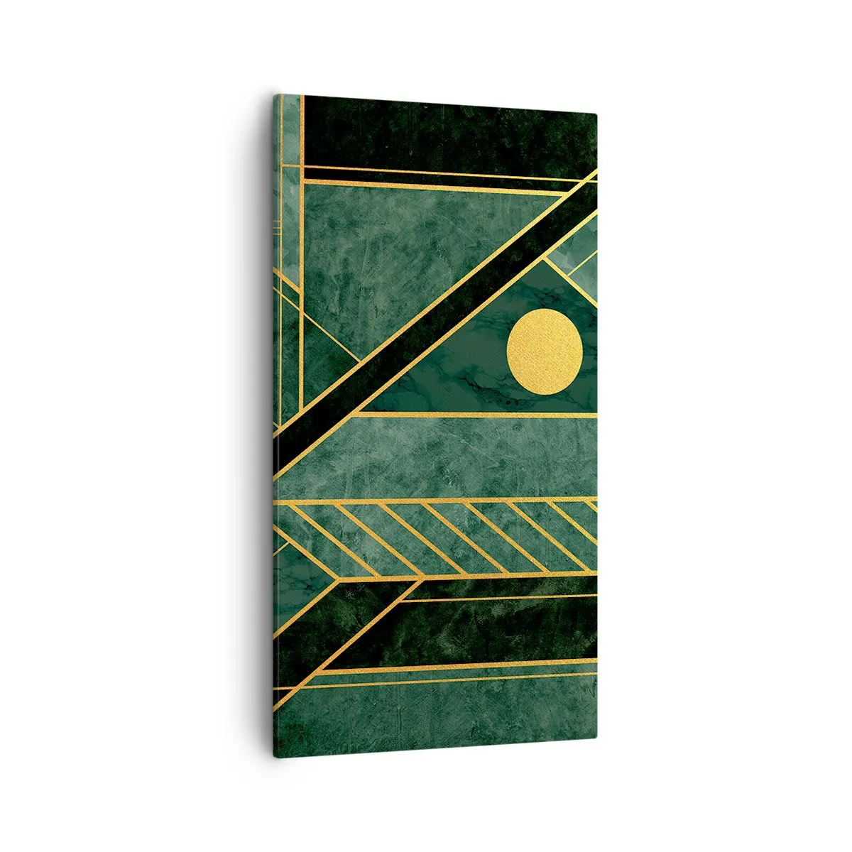 Canvastavla - Bild på duk - Dynamik av guld och azurblå - 55x100 cm