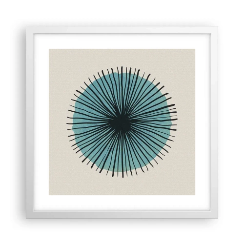 Affisch i vit ram - Radier mot blått - 40x40 cm