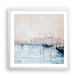 Affisch i vit ram - Bortom vatten, bortom dimma - 50x50 cm
