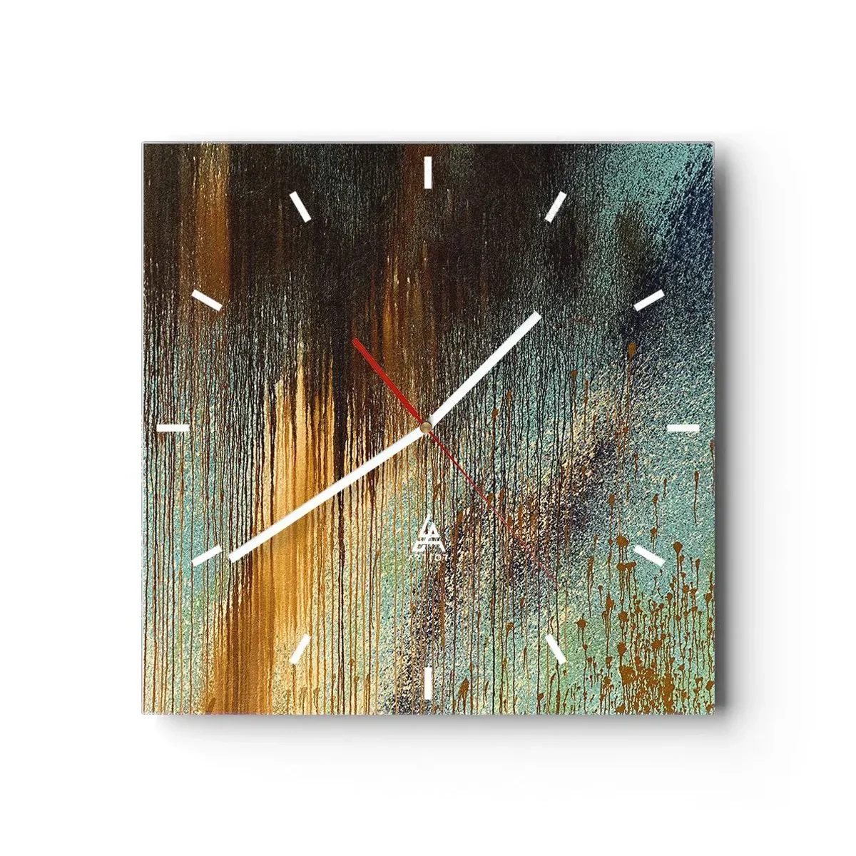 Väggklocka - Klocka på glas - En oavsiktlig färgglad komposition - 30x30 cm