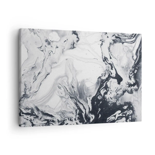 Canvastavla - Bild på duk - Monokromt abstrakt mönster med marmoreffekt - 70x50cm - Jordens inre - Modern väggdekoration för vardagsrum och sovrum ARTTOR