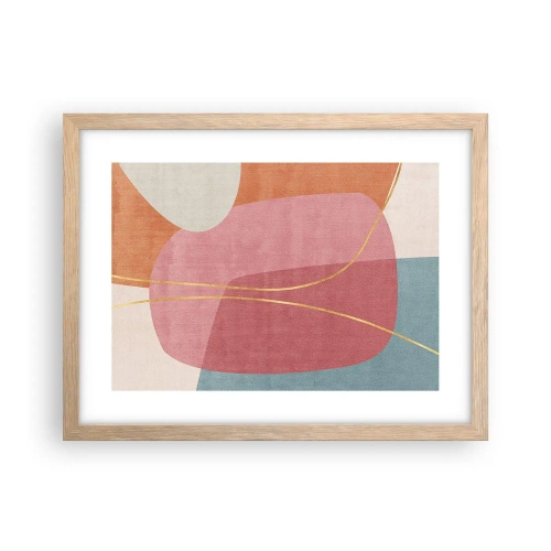 Affisch i ram av ljusek - Pastellkomposition med guldtråd - 40x30 cm