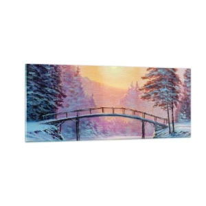 Glastavla - Bild på glas - De fyra årstiderna - vinter - 100x40 cm