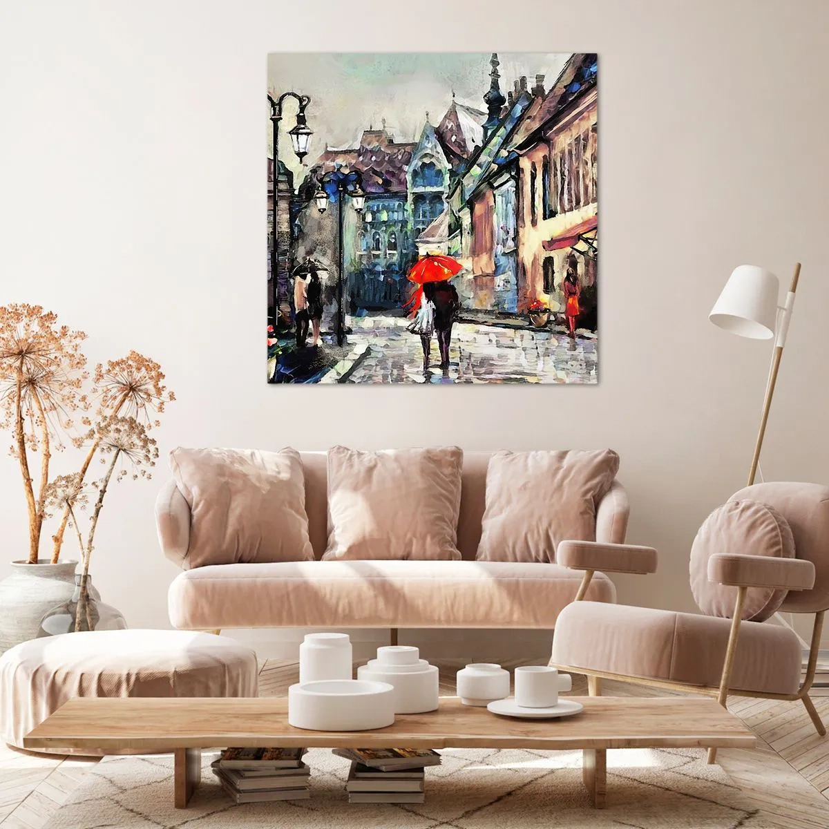 Canvastavla - Bild på duk - Regn för två - 60x60 cm