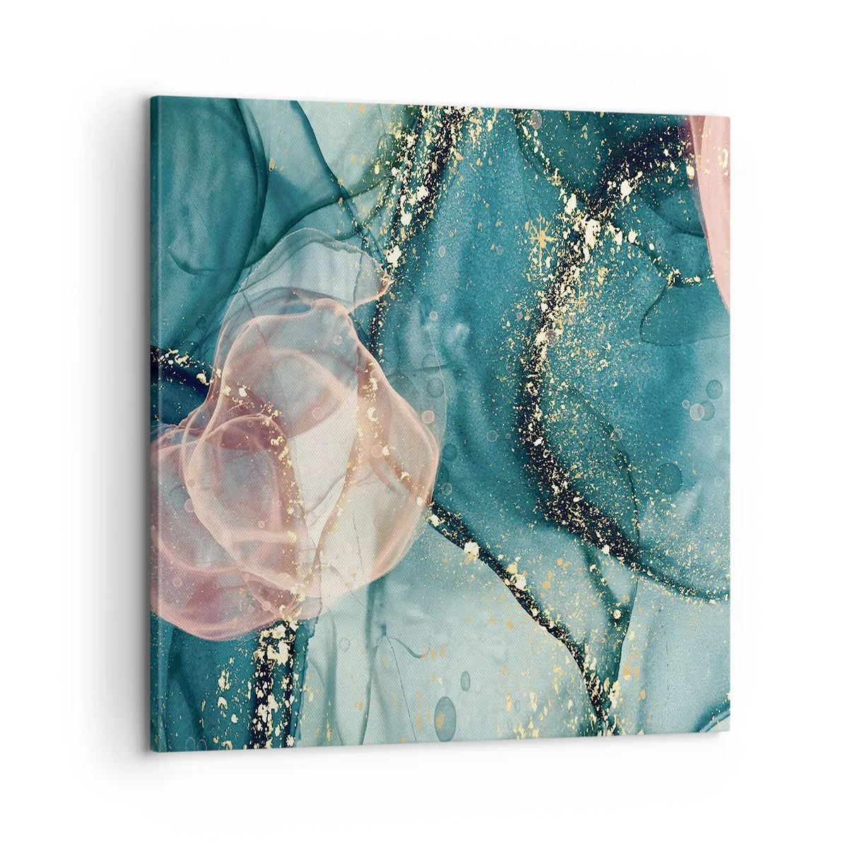 Canvastavla - Bild på duk - Sidenblå, tyllrosa - 60x60 cm