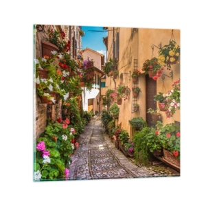 Glastavla - Bild på glas - Italiensk gränd - 70x70 cm