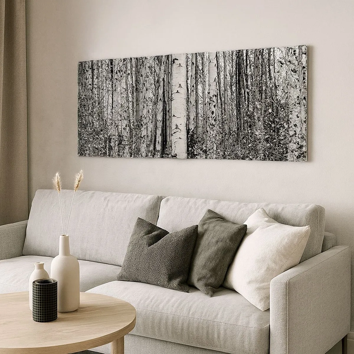 Canvastavla - Bild på duk - Björkpelargång - 100x40 cm