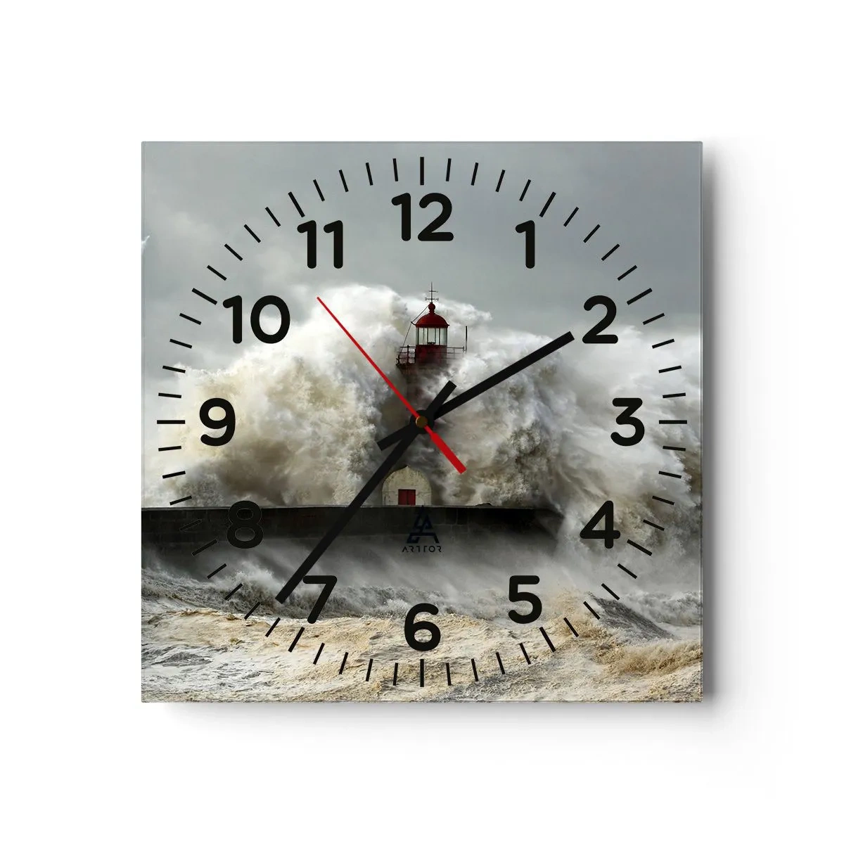Väggklocka - Klocka på glas - Havets ilska - 30x30 cm