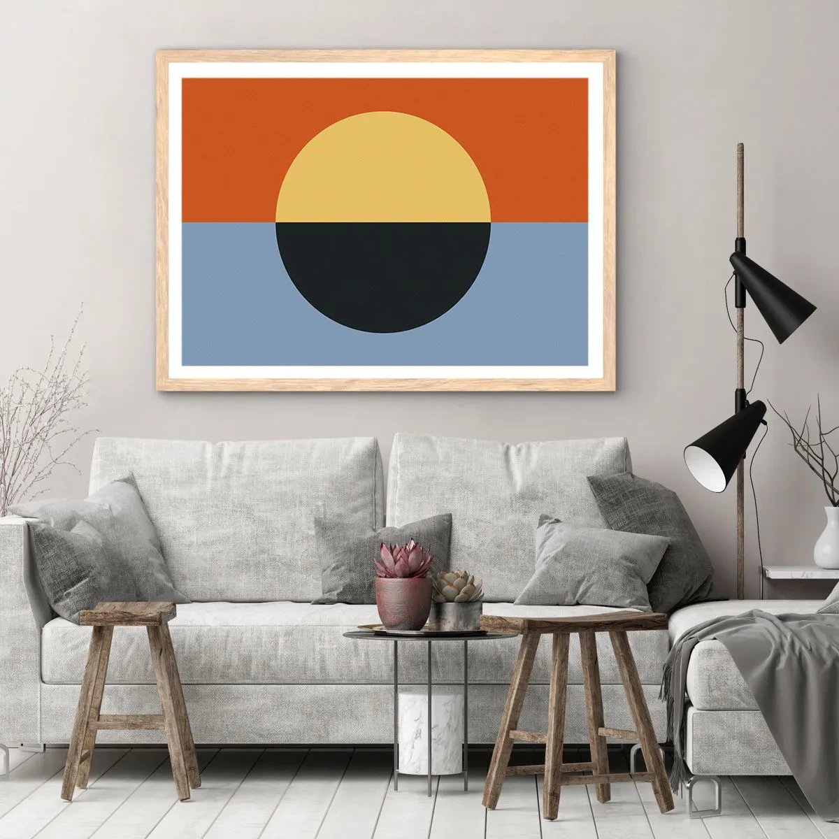 Affisch i ram av ljusek - Komposition av värme och kyla - 91x61 cm