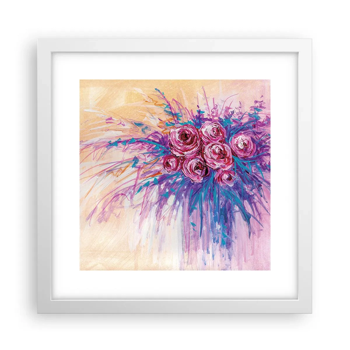 Affisch i vit ram - Rosfontän - 30x30 cm