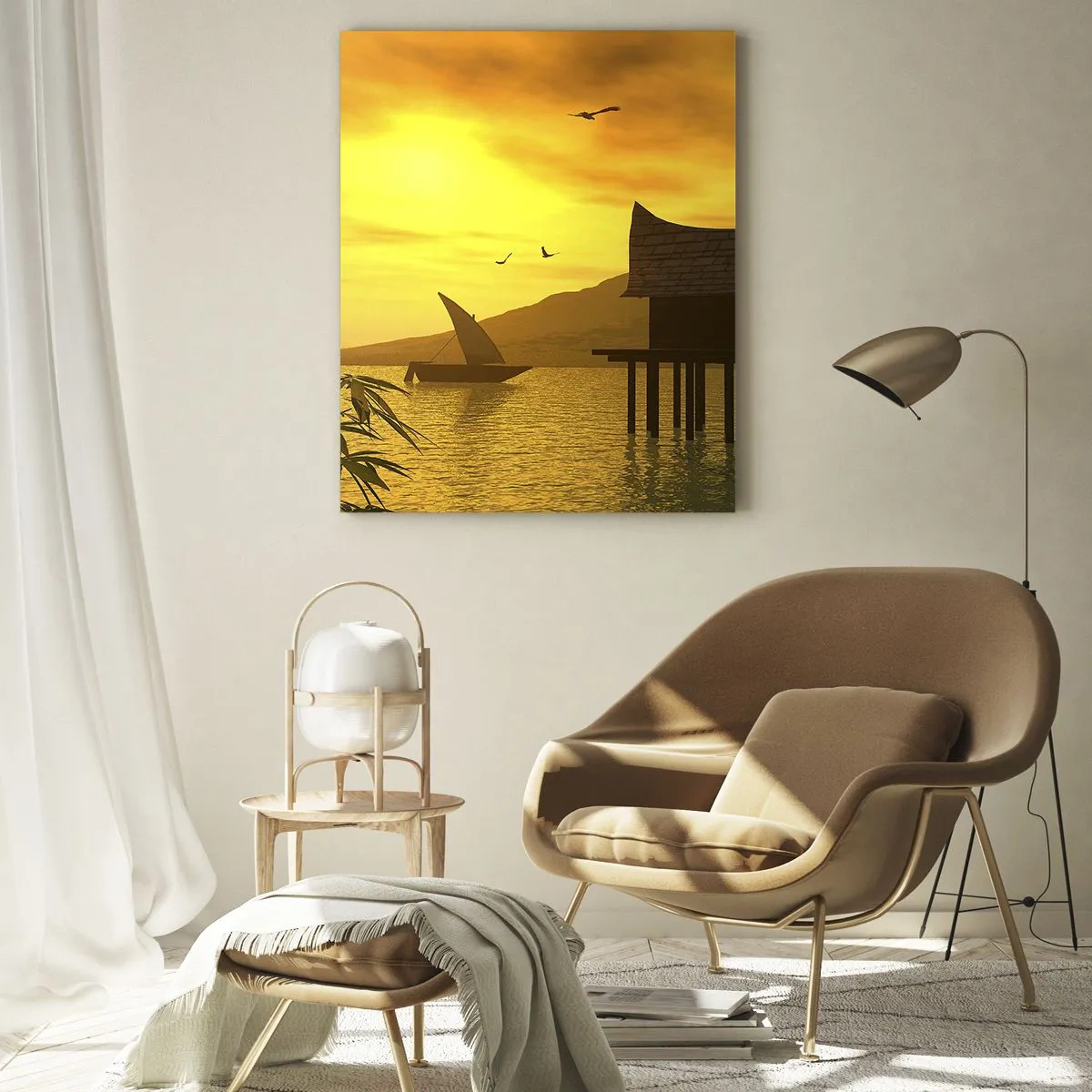 Glastavla - Bild på glas - Efterlängtad ro - 50x70 cm