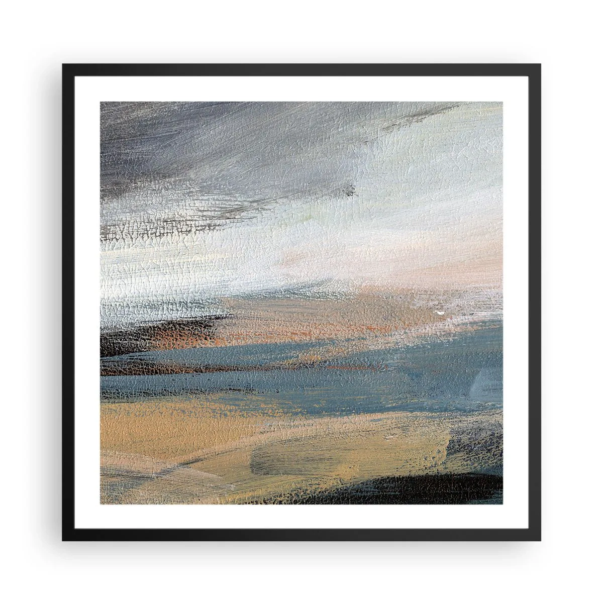 Affisch i svart ram - Abstraktion: nordligt landskap - 60x60 cm
