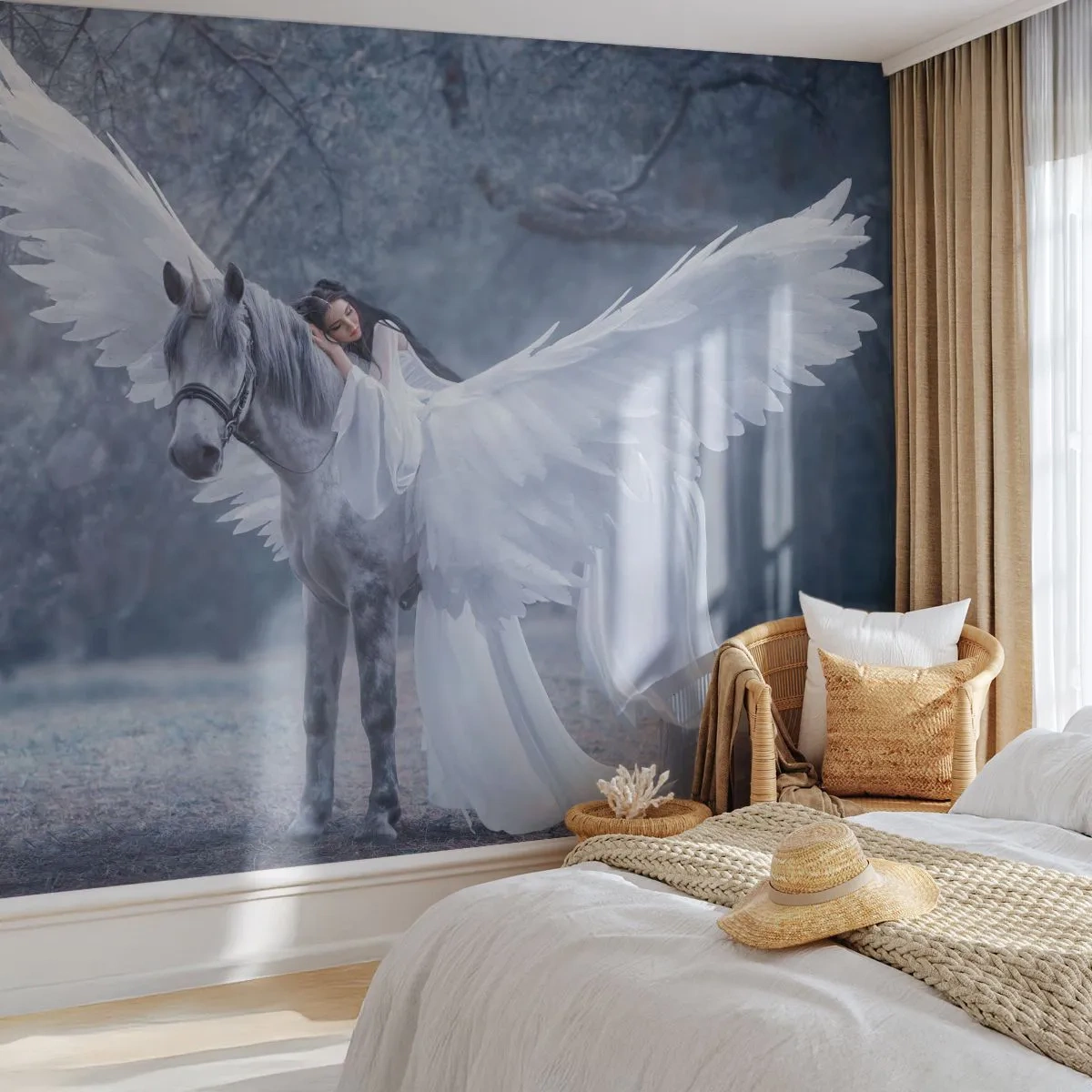 Fototapet Standard Eco - En stund full av inspiration - Abstraktion, Häst, Kvinna - 250x175 cm