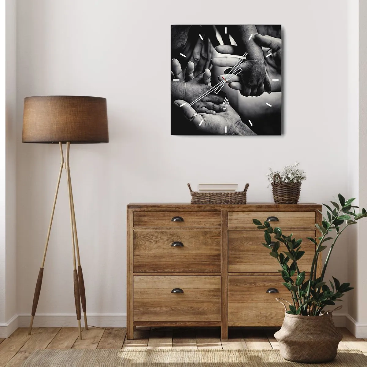 Väggklocka - Klocka på glas - Att vara människa - 40x40 cm