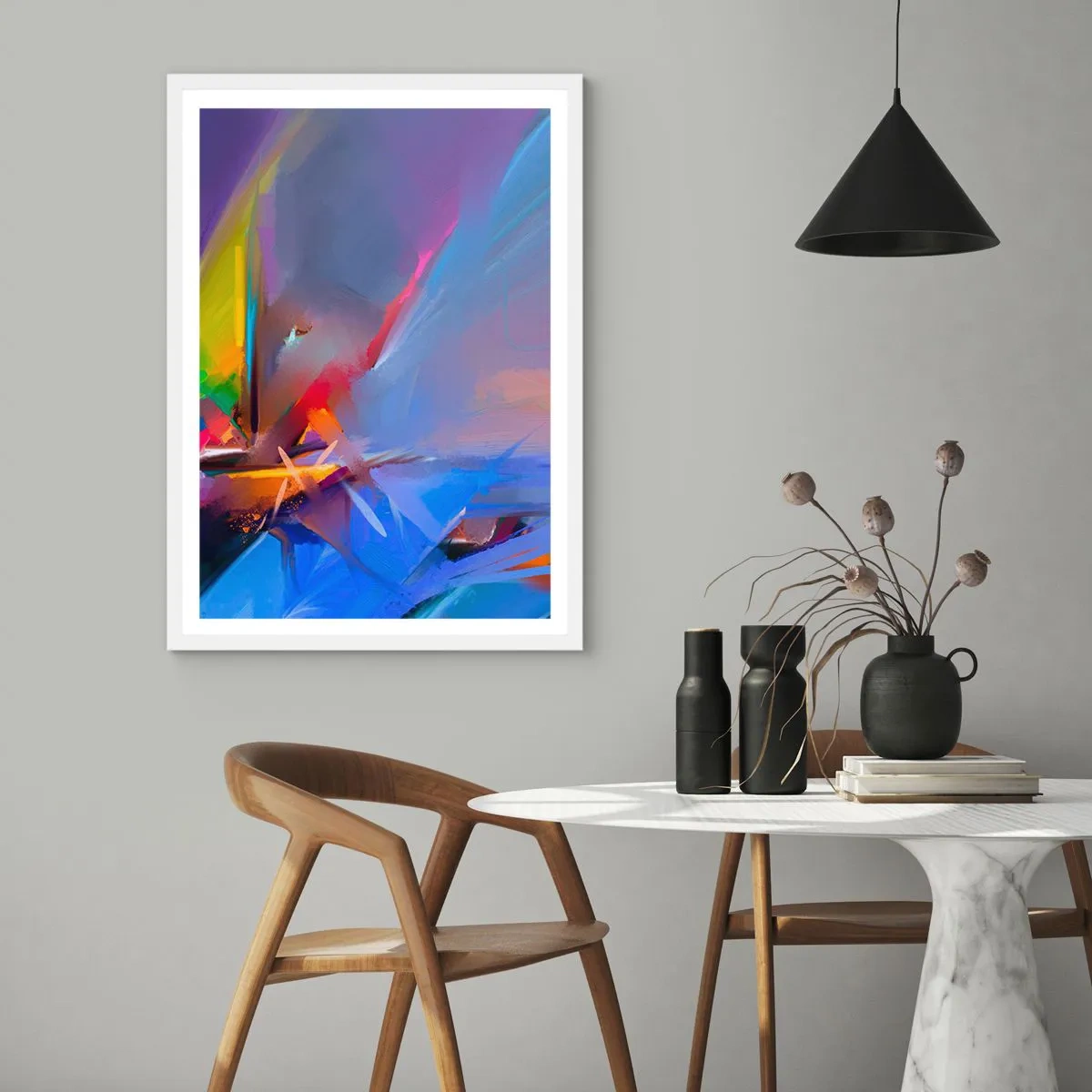 Affisch i vit ram - Snabb som en fågel - 70x100 cm