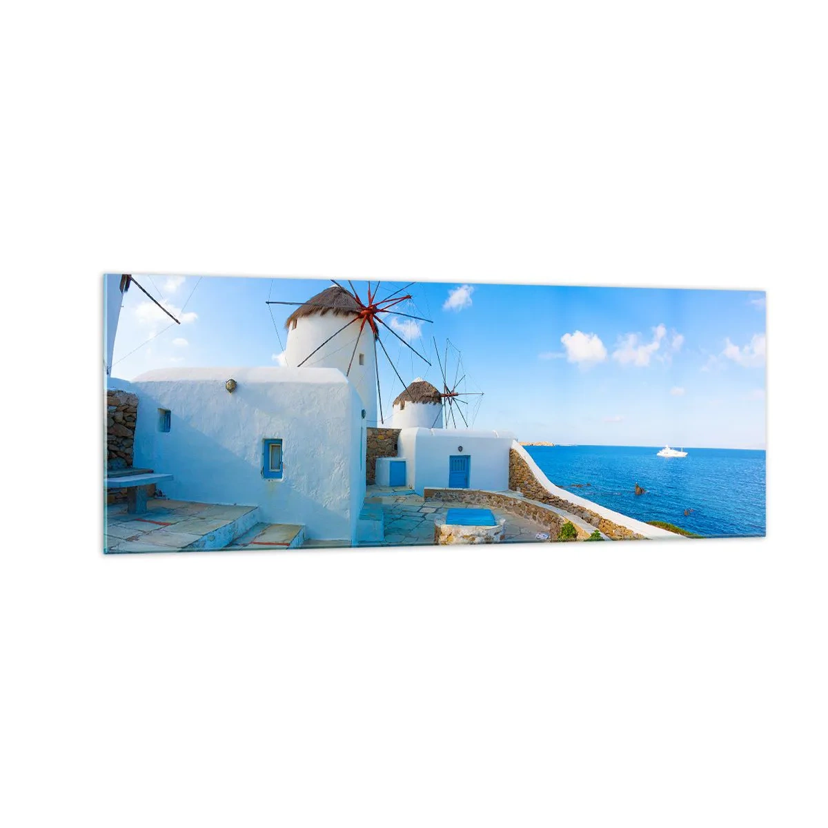 Glastavla - Bild på glas - Blåa vinden från havet - 140x50 cm