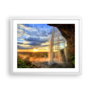 Affisch i vit ram - Världen bakom ridå av droppar - 50x40 cm