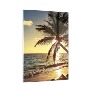 Glastavla - Bild på glas - Sommar under palmträden - 50x70 cm